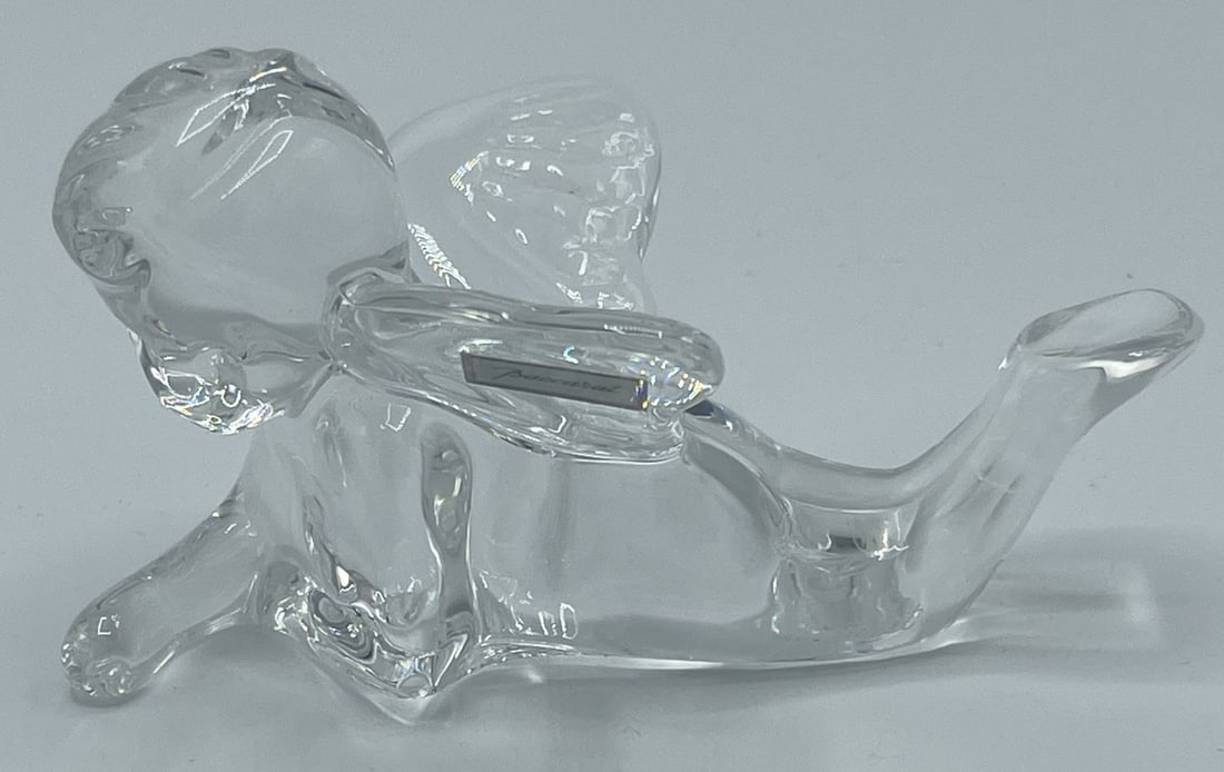 Baccarat Crystal Angel Figurine: Baccarat Crystal "Thinking of You" Angel Figurine. Made in France. 4"l x 2.75"w x 2.5"h