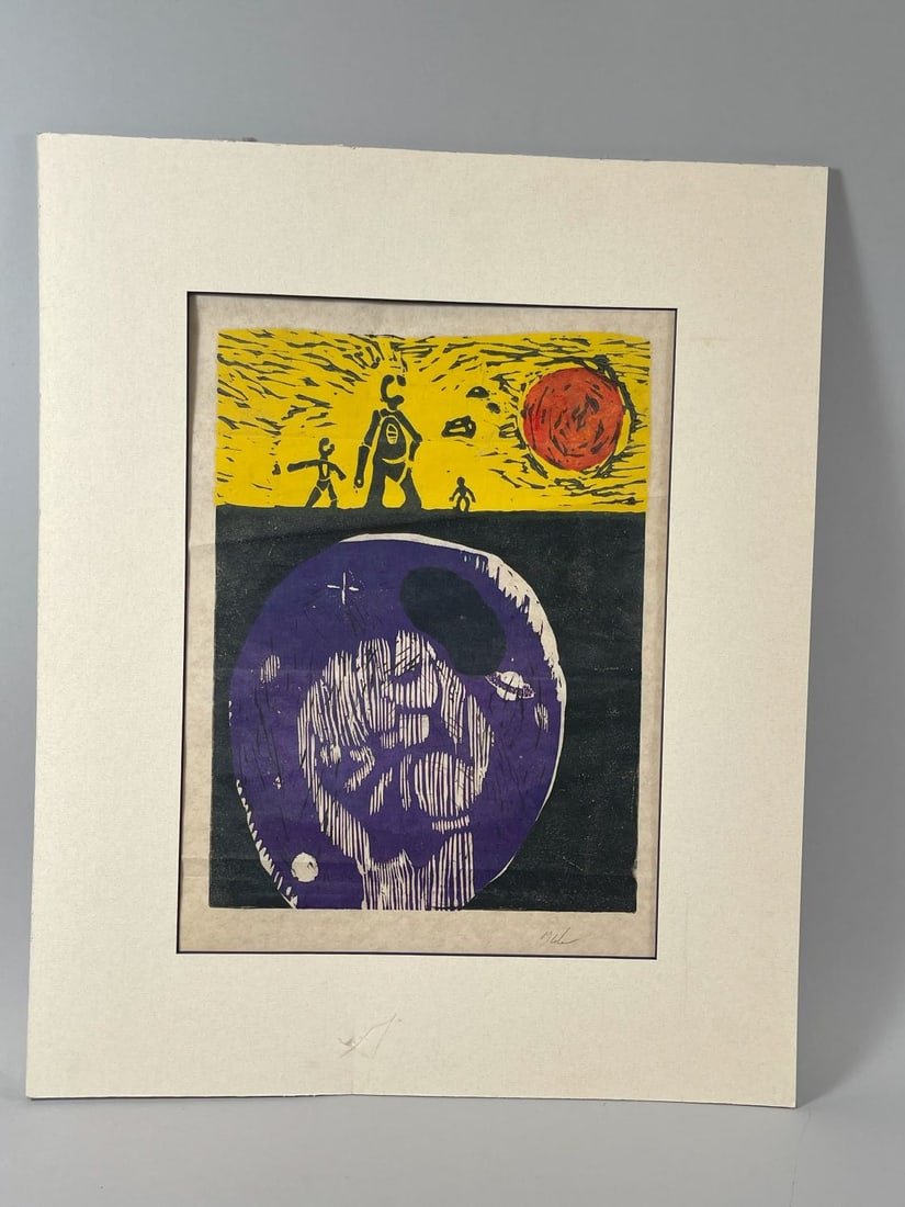 Unframed Abstract Woodblock Print (1 of 10)