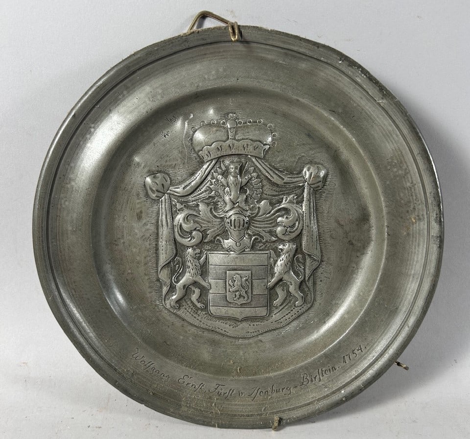 Old German Cast Pewter Plate (1 of 4)