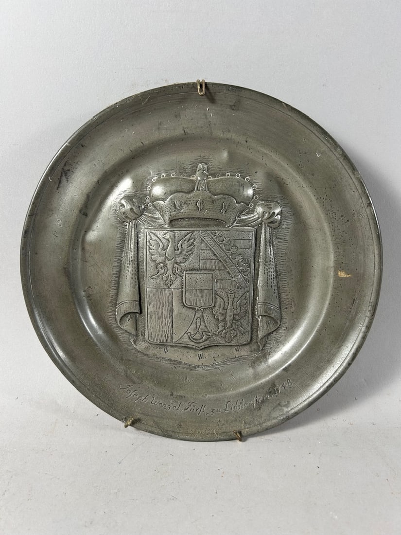 Antique German Pewter Wall Plate (1 of 3)