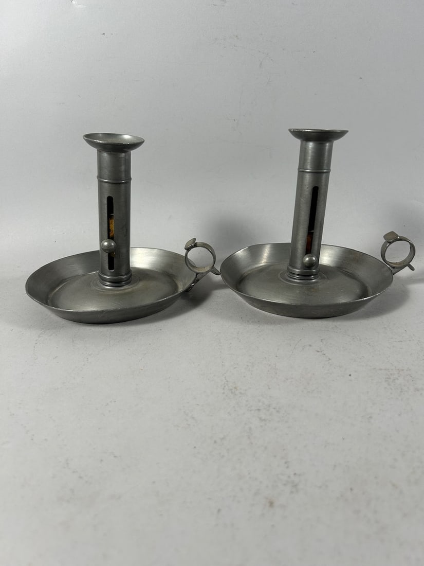 Vintage/Antique Pewter Candleholder (2): Lot of 2 - Vintage/Antique Pewter Candleholder. 6"h x 6.5"w (diameter)