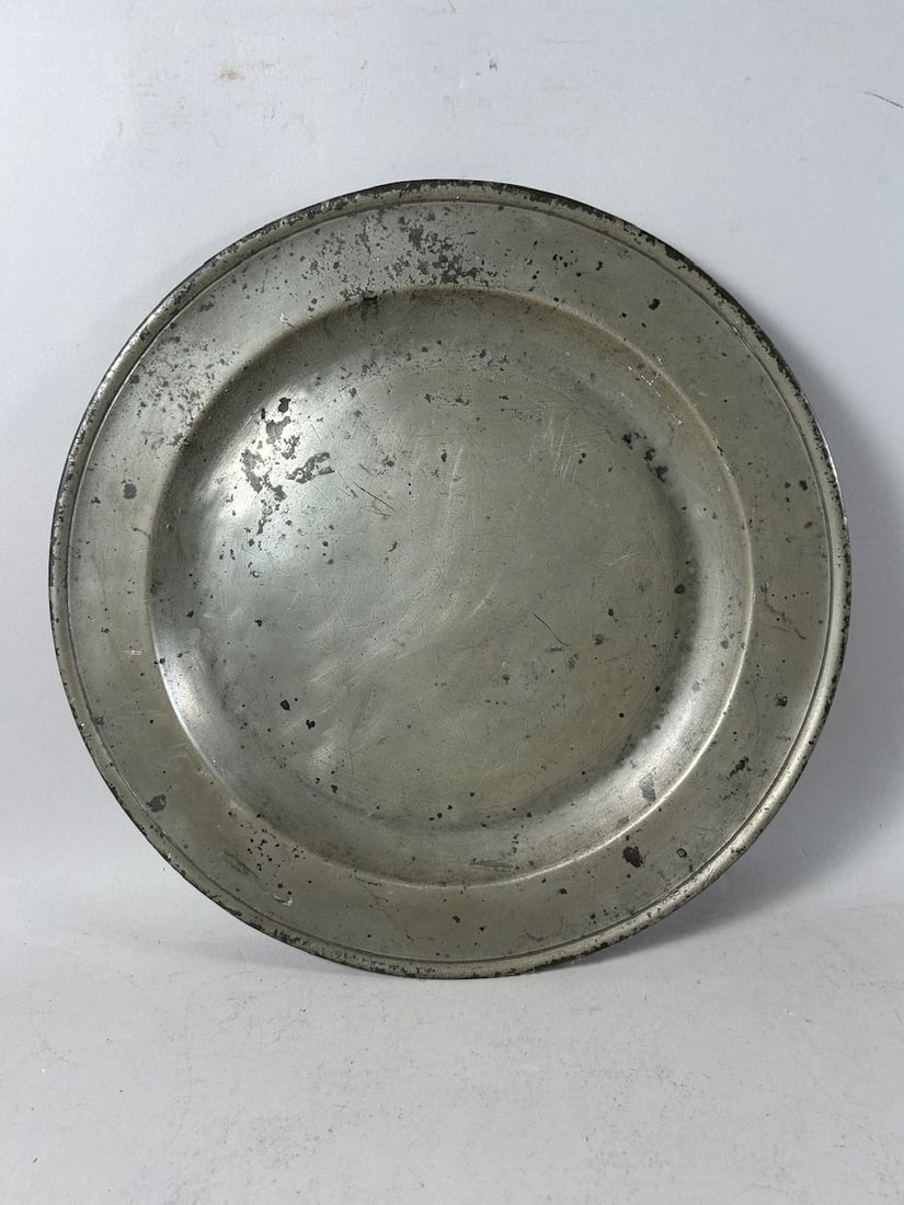 Vintage/Antique Large Pewter Plate: Large Pewter Plate. 1"h x 15"w (diameter)