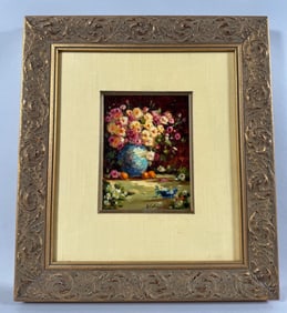 Still Life Floral Oil Painting Signed D. Catrine