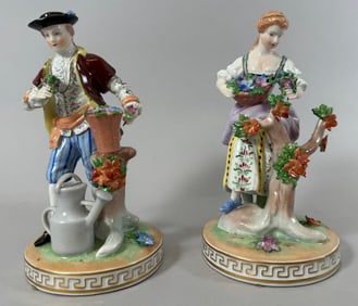 Lot of 2 - DRESDEN Porcelain Figurines