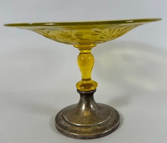 Sterling and Glass Compote Center Dish