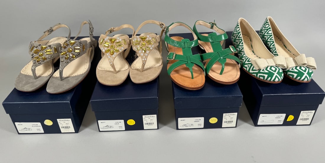 Lot of 4 - BROOK BROTHERS Women's Sandals/Flat Shoes.: New or lightly used Brook Brothers women's sandals/flat shoe in their original boxes. Shoe size 6.5M.