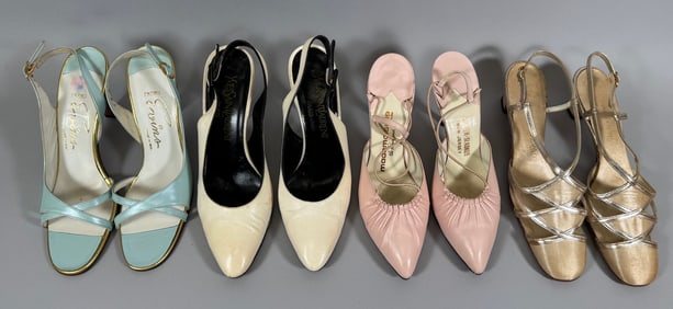 Mixed Vintage lot of 4 - Brand name Shoes: Yves Saint Laurent, Enzino, Kolber-Sladkus, Bruno Magli