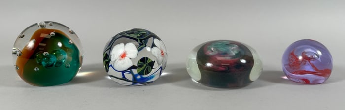 Lot of 4 - Richard Olma, Fellerman and Caithness Art Glass Paperweights