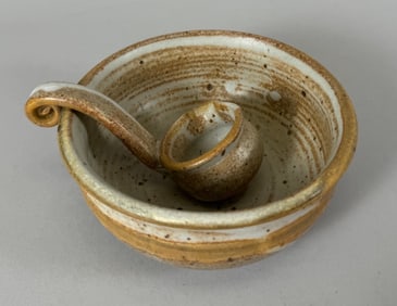 Studio Art Pottery Soup/Stew Bowl with Ladle