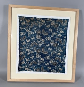 Framed 19th Centruy Japanese KATAZOME Hand Woven Cotton Fabric