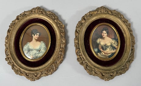 Lot of 2 - Vintage Victorian Style Comeo Creation Oval Portraits.