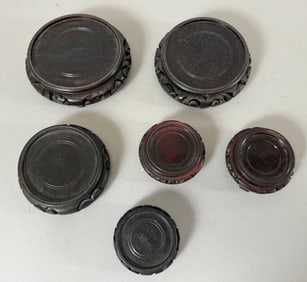 Lot of 6 - Vintage Chinese Hand Carved Wood Stands