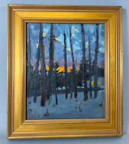 "Sunset View on Silver Lake New Jersey" Oil Painting