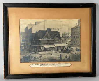 "Old Warehouse, Dock Square, Boston." Old Print