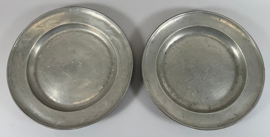 Lot of 2 - Vintage or Antique European Pewter Plates
