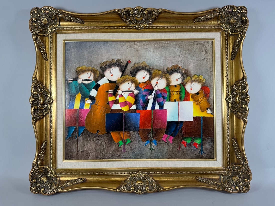 Joyce Roybal Musicians Scene Oil Painting (1 of 9)
