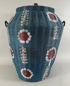 Vintage Tribal Decorated Wire Basket