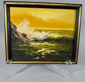 Ocean Waves Oil Painting on Canvas by H. Stevens