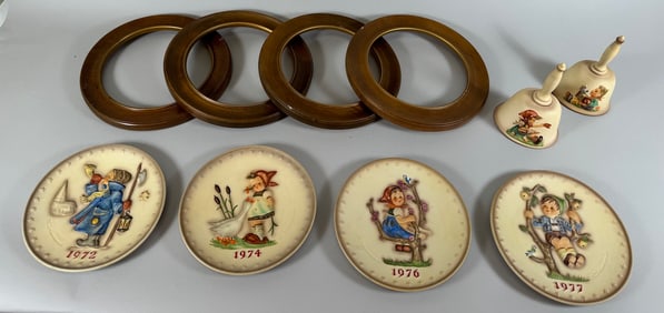 Goebel Hummel Plates (4) and Bells (2) Lot