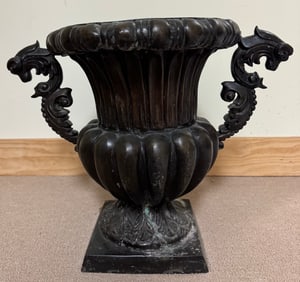 Vintage Cast Metal Garden Urn
