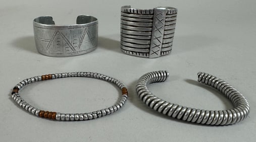 Lot of 4 - 3 East African Cuffs & 1 East African Bracelet.