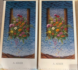 Lot of 2 - Signed Alfred Adler "Good Morning America" Posters