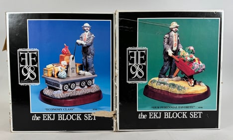 Lot of 2 - Emmet Kelly, Jr. Signature Collection Figurines "Economy Class" & "Our Perennial