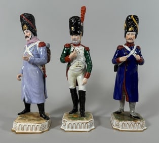 Vintage DRESDEN Porcelain Military Figurines