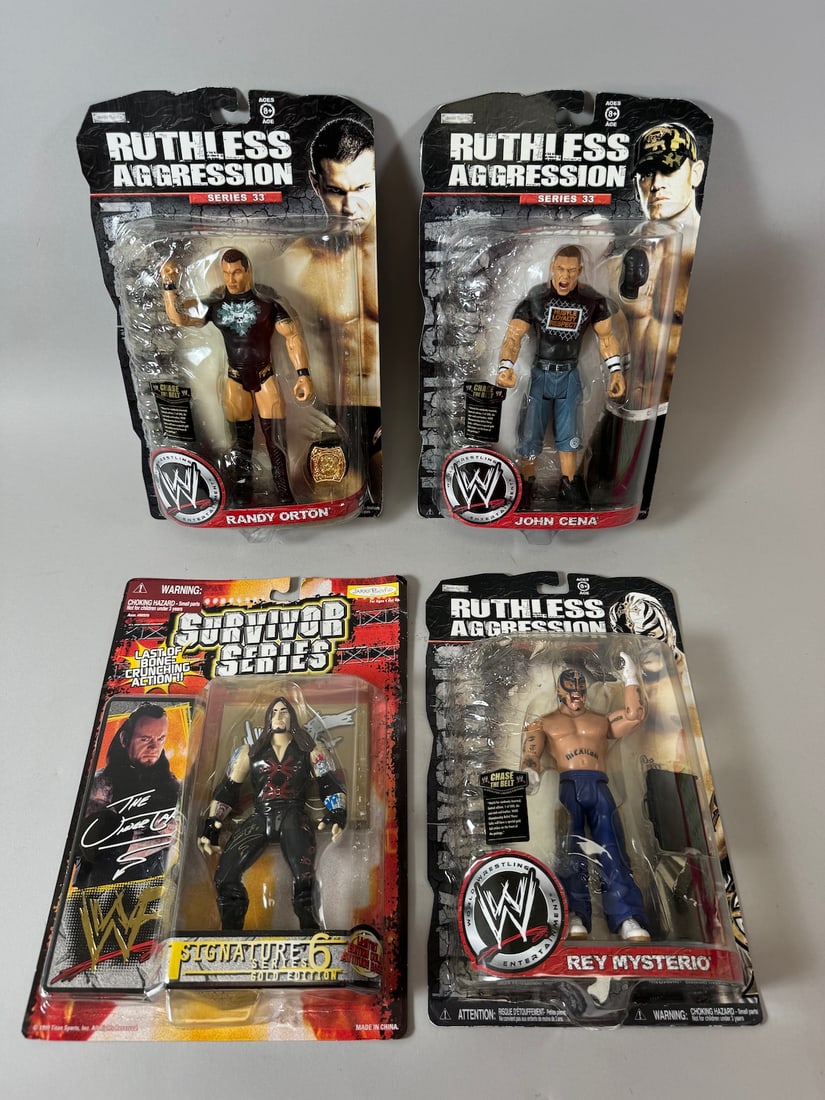 Lot of 4 - WWE and WWF Action Figures in Original Boxes: Rey Mysteries, John Cena and Randy Orton, (1 of 6)