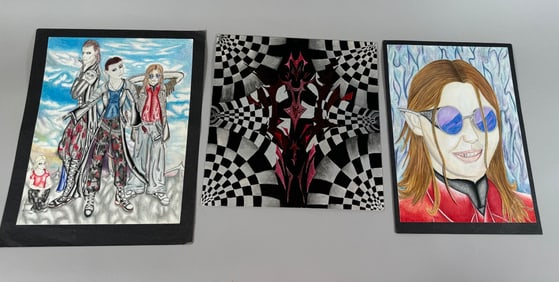 Lot of 3 - Optical Art & Pastel Paintings