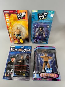 Lot of 4 - WWF Action Figures in Original Boxes S.T.O.M.P. 3 Hardcore Holly Commisioners Michael