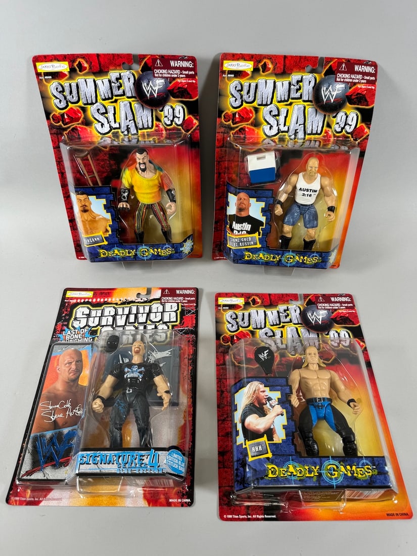 Lot of 4 - WWF Action Figures in Original Boxes Stone Cold Steve Austin Kurgann HHH (1 of 6)