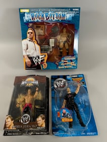 Lot of 3 - WWF Action Figures in Original Boxes: The Rock, Rock Bottom. Chris Jericho, Series 3.