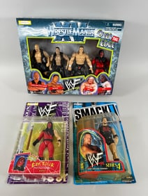 Lot of 3 - WWF Action Figures in Original Boxes: Stone Cold Steve Austin, The Rock, HHH, and Kane,
