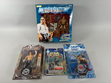 Lot of 4 - Star Wars Figure & WWF Action Figures in Original Boxes: Jango Fett, Final Battle. The