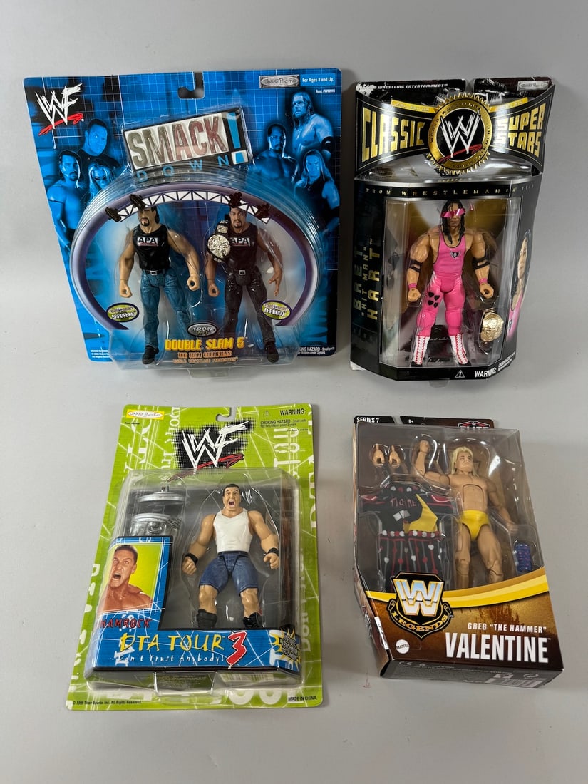 Lot of 4 - WWE and WWF Action Figures in Original Boxes: Bradsaw vs Farrooq, Double Slam 5. Ken (1 of 6)