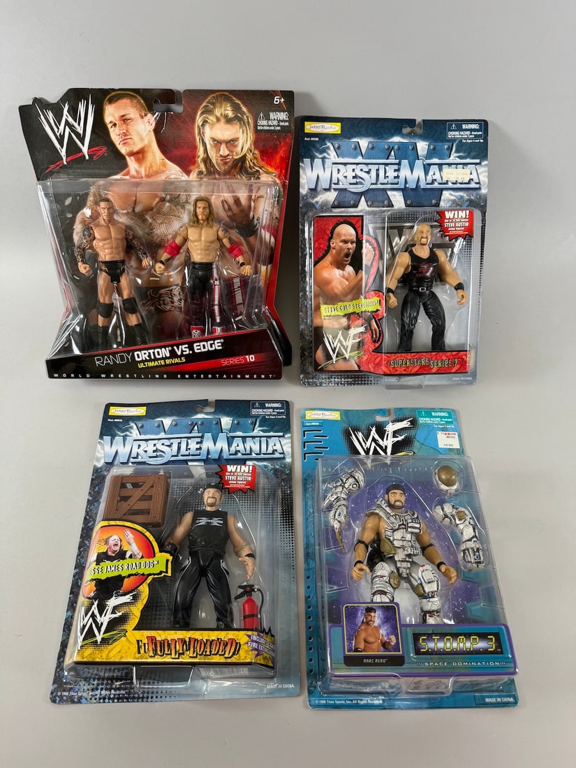 Lot of 4 - WWE and WWF Action Figures in Original Boxes: Stone Cold Steve Austin, Superstars Series (1 of 6)