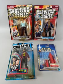 Lot of 4 - Star Wars Figure & WWF Action Figures in Original Boxes: Royal Guard, Coruscant Security.