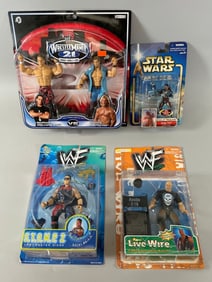 Lot of 4 - WWE, Star Wars and WWF Action Figures in Original Boxes: Shawn Michaels vs. Chris