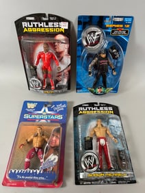 Lot of 4 - WWE and WWF Action Figures in Original Boxes: Shawn Michaels, Ruthless Aggression Series