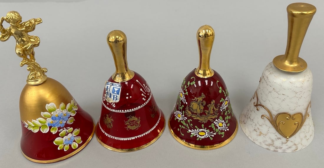 Lot of 4 - Vintage Bohemian Glass Bells. (1 of 13)