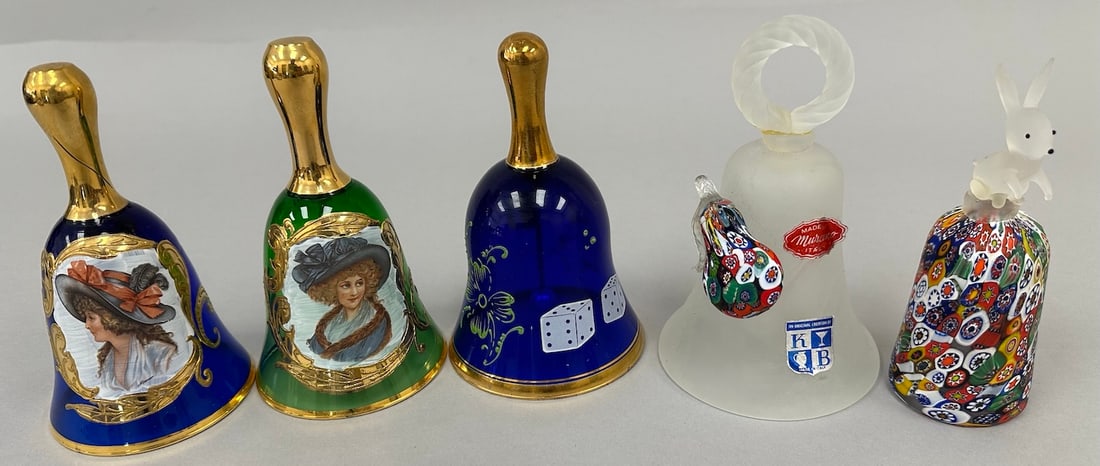 Lot of 5 - Murano and Murano-Style Art Glass Bells. (1 of 16)