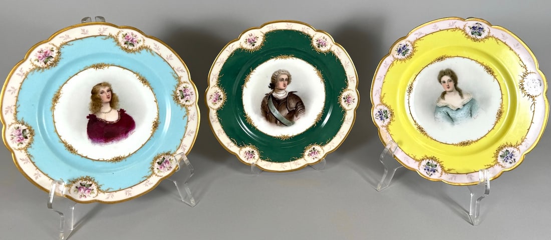 Set of 3 - Vintage Hand Painted Portrait Porcelain Plates Limoges France (1 of 20)
