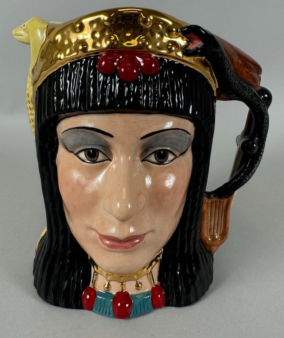 Royal Doulton Antony & Cleopatra Character Mug Star-Crossed Lovers Collection: Royal Doulton Antony & Cleopatra character mug star-crossed lovers collection. Modelled by Michael Abberly. D: 7"h x 5"w x 4"d.