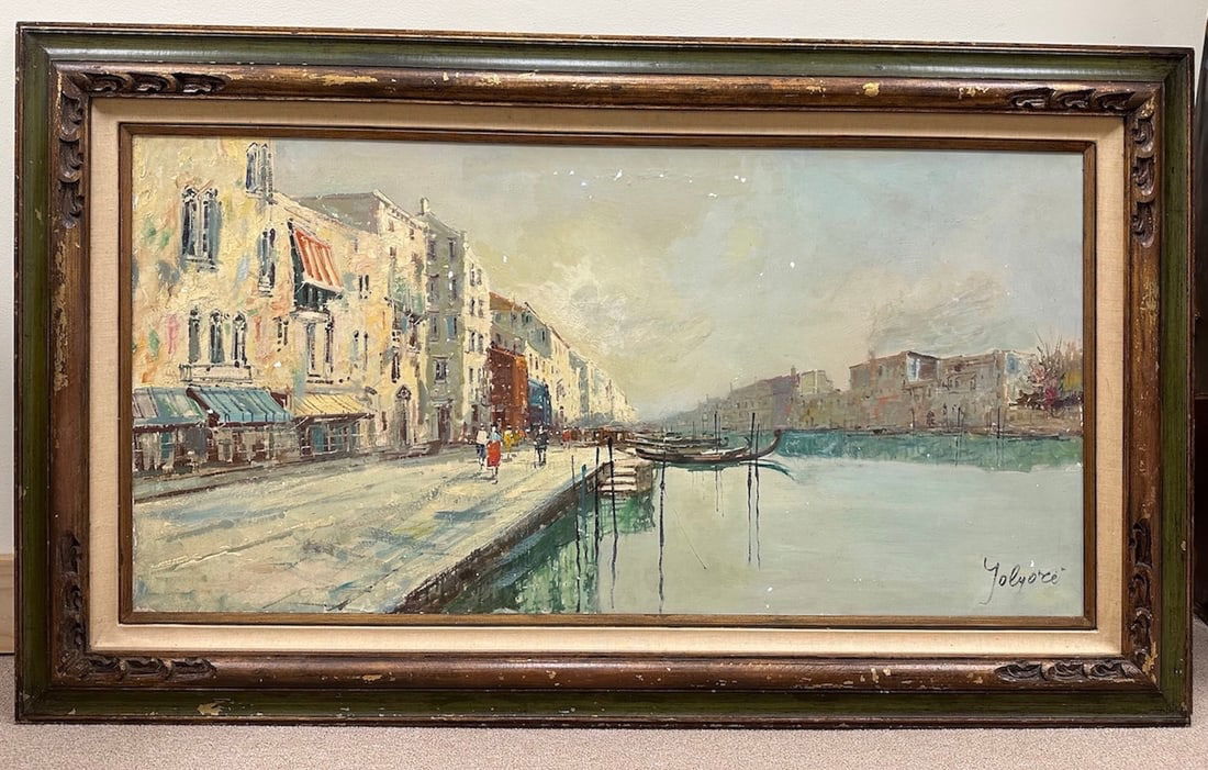 Venetian Canal Scene Oil on Canvas (1 of 13)