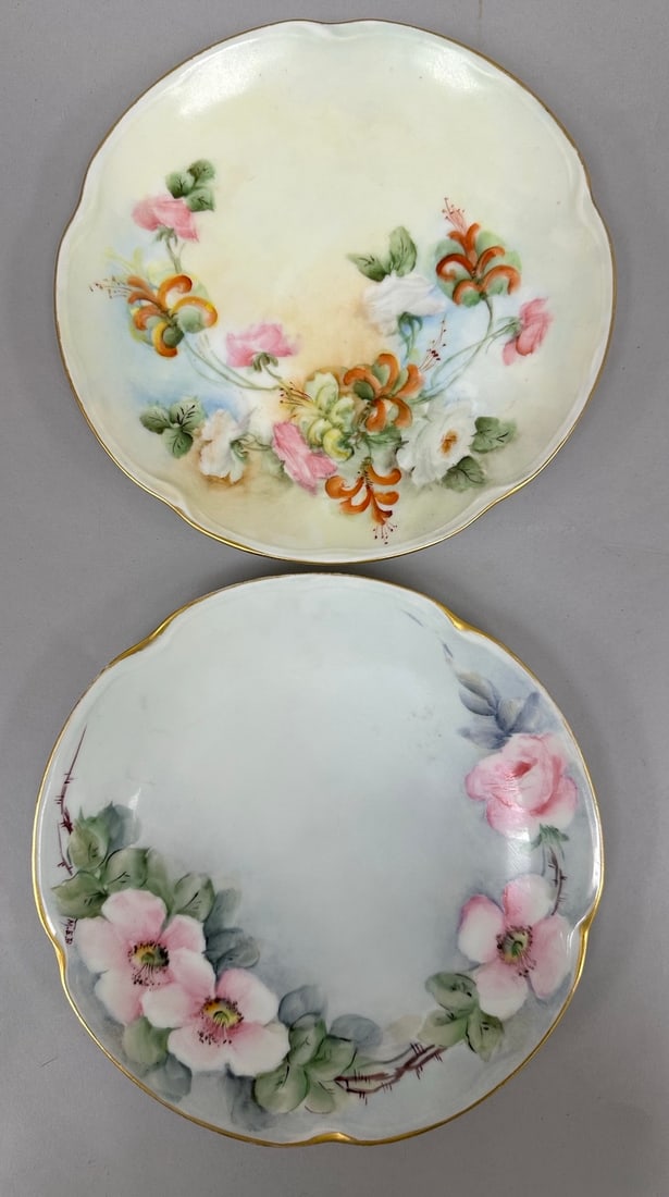 Lot of 4 - Rose & Floral Pattern Gold Rim Hand Painted Plates (1 of 20)