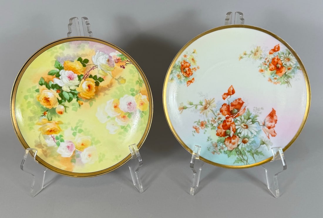 Lot of 2 - Vintage Hand Painted Floral Pattern Plates Imperial Austria & Coronet  France (1 of 15)