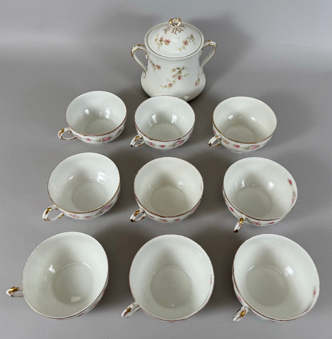 Lot of 10 - Elite Works Limoges 9  Tea Cups & Haviland & Sugar Bowl with Lid Co., Limoges France (1 of 13)