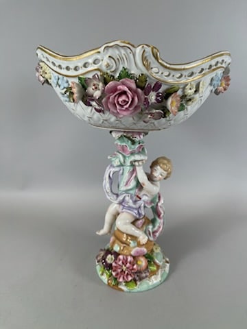 Dresden-style Porcelain Center Piece with Bowl (1 of 10)
