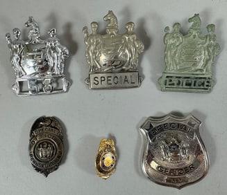 Lot of 6 - Vintage Special Police/Officer Badges New York New Jersey Vermont & Tennessee